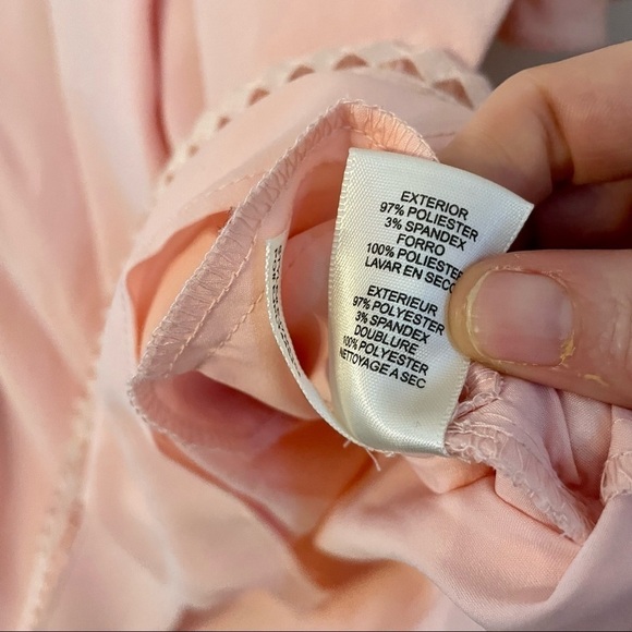 Eliza J 3/4 Bell Sleeve Lace Accent Pastel Pink Peach Dress 16 - Picture 10 of 15